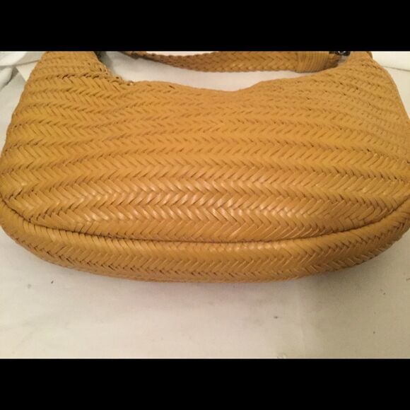 DONALD J PLINER Yellow Woven Leather Crescent Hobo - Picture 8 of 9